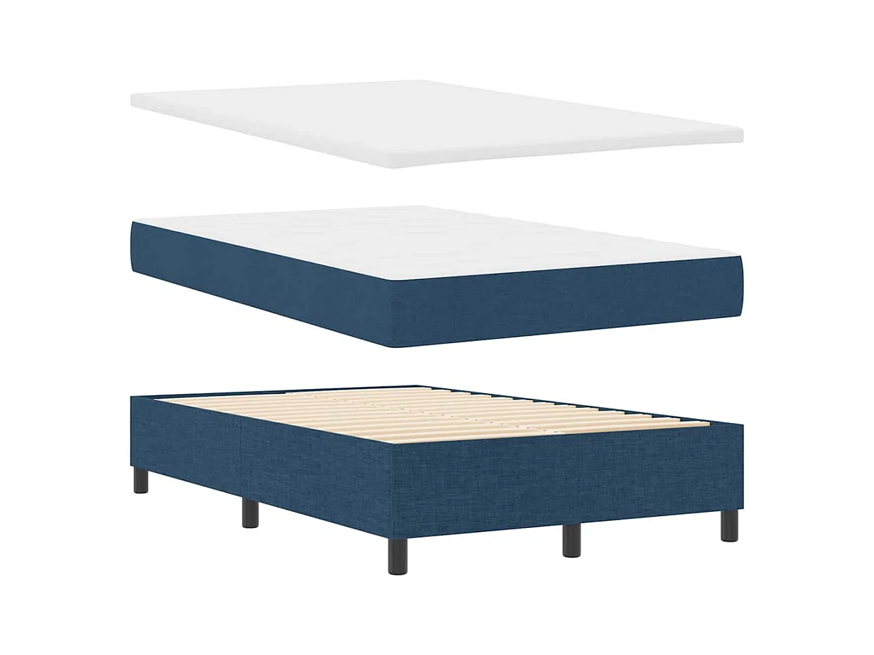 Lit à ressorts avec matelas Bleu 120 x 200 cm tissu