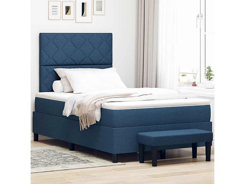 Boxspringbed met matras met hoofdeinde Blauw 120 x 200 cm Stof