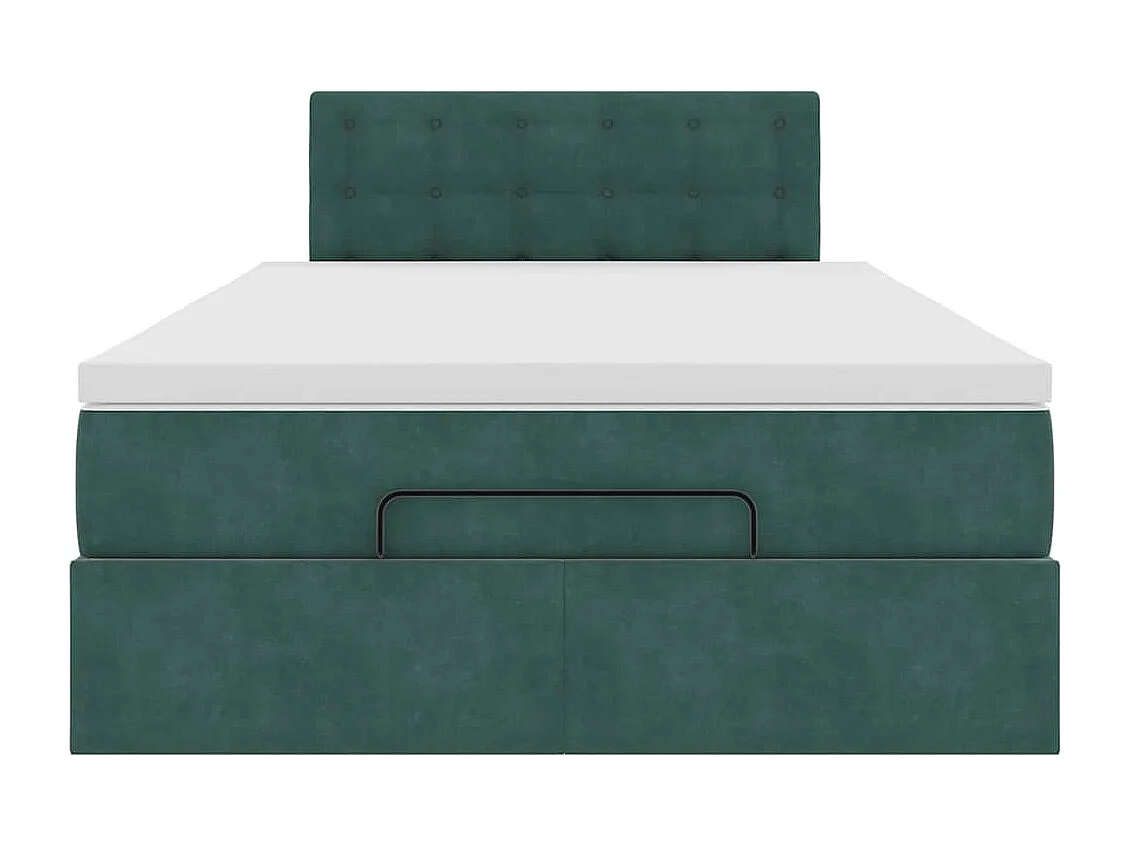 Cadre de lit ottoman avec matelas vert foncé 120x200 cm velours