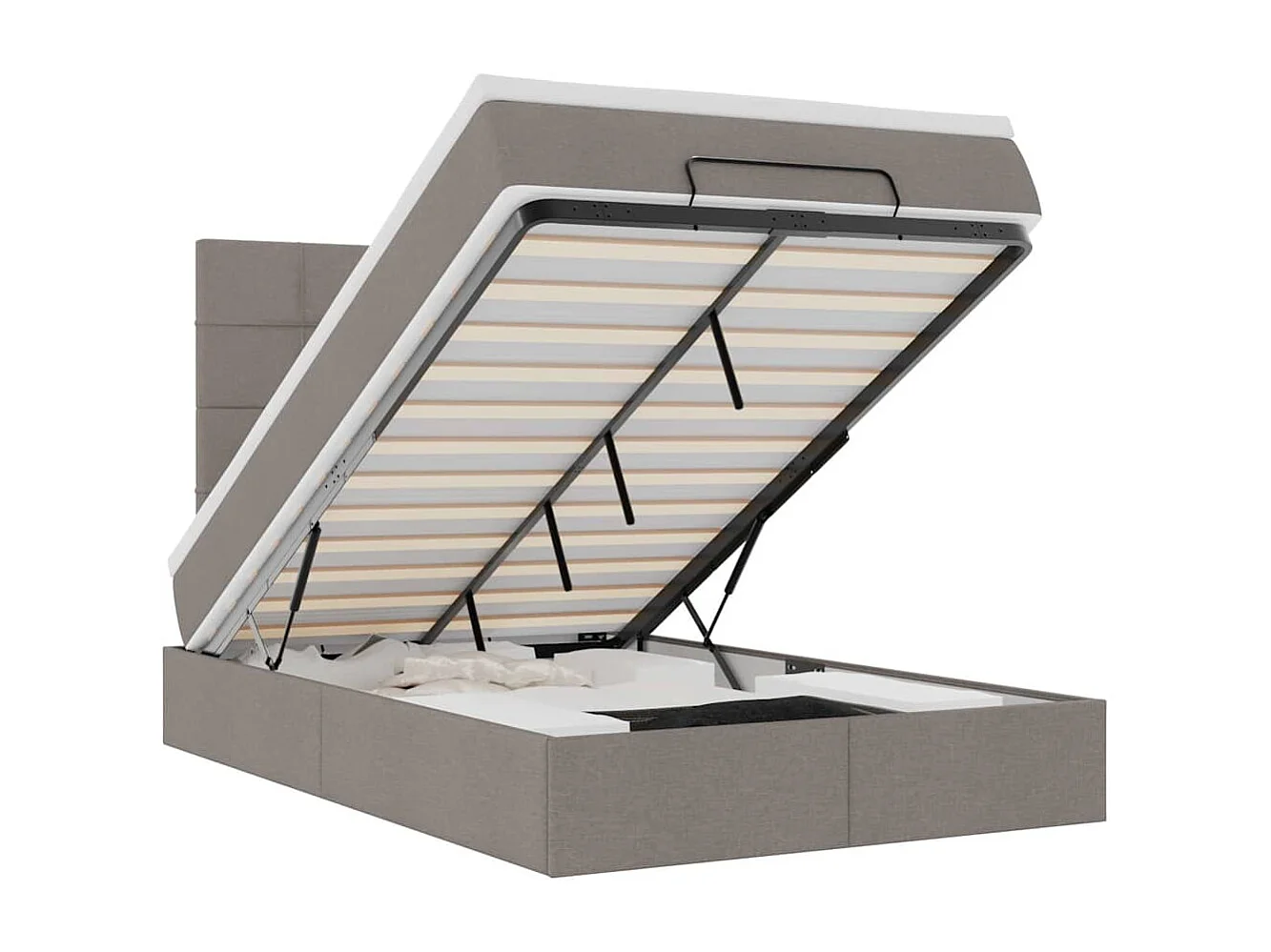 Ottoman-Bett mit Matratze Taupe 120x190 cm Stoff