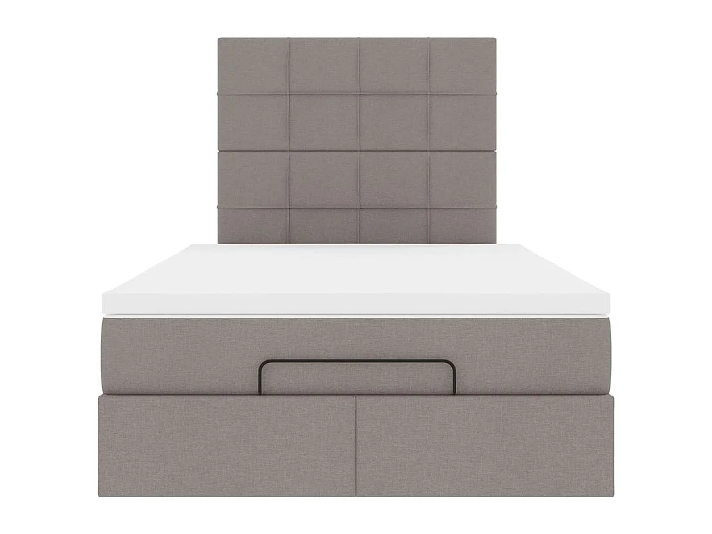 Struttura Letto Pouf con Materasso Tortora 120x190 cm Tessuto