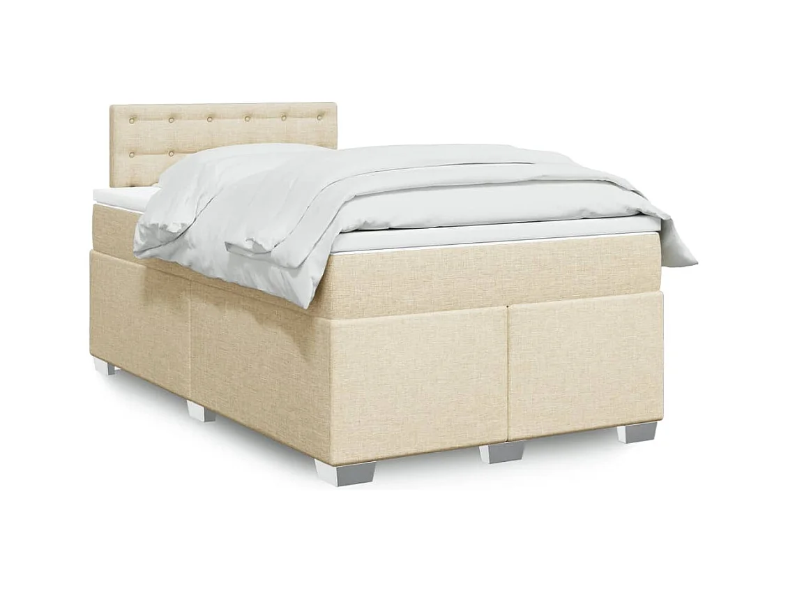 Sommier à lattes de lit avec matelas Crème 120x200 cm Tissu