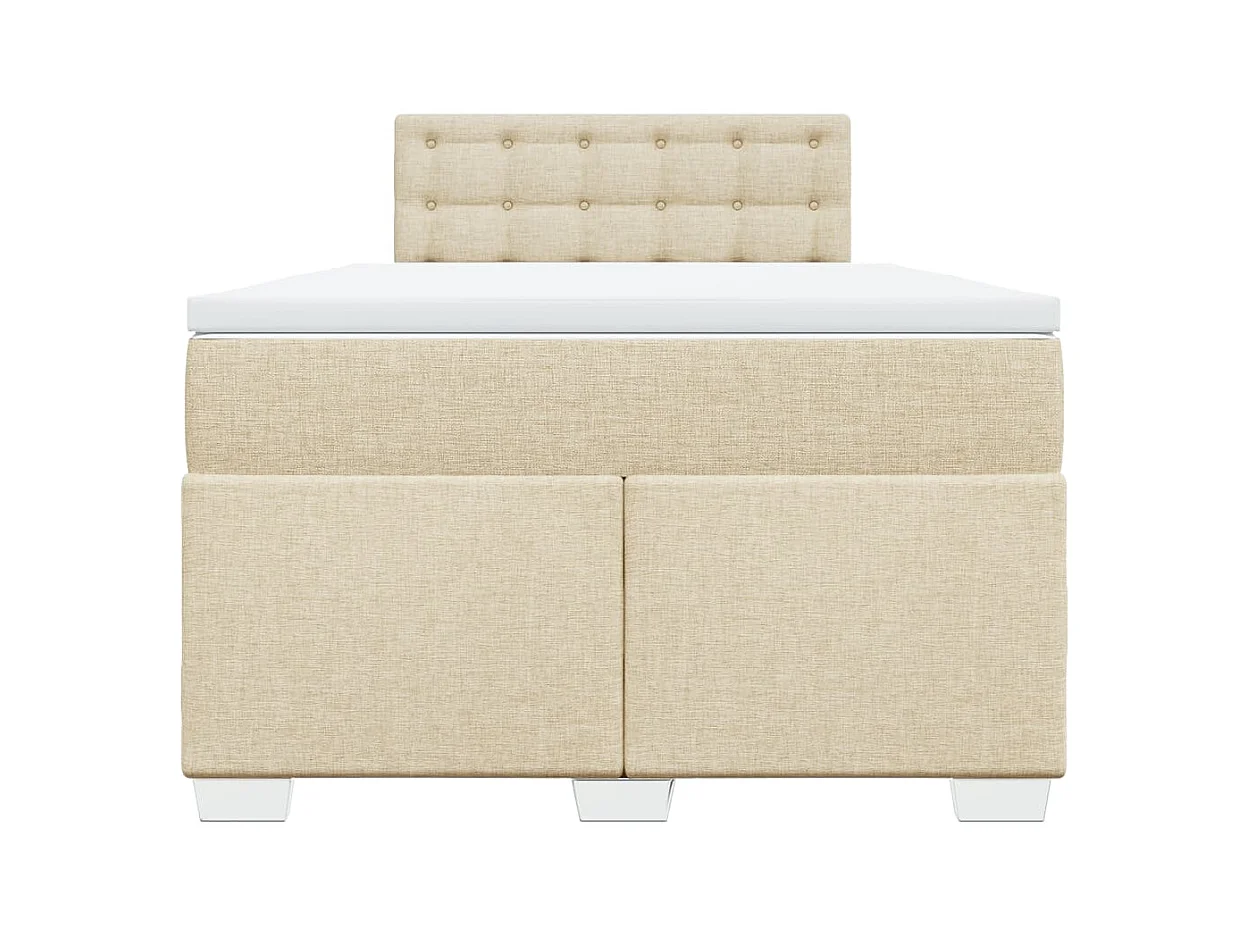 Sommier à lattes de lit avec matelas Crème 120x200 cm Tissu