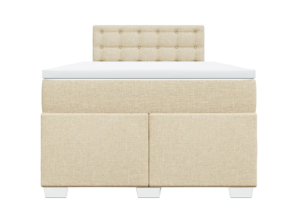 Sommier à lattes de lit avec matelas Crème 120x200 cm Tissu