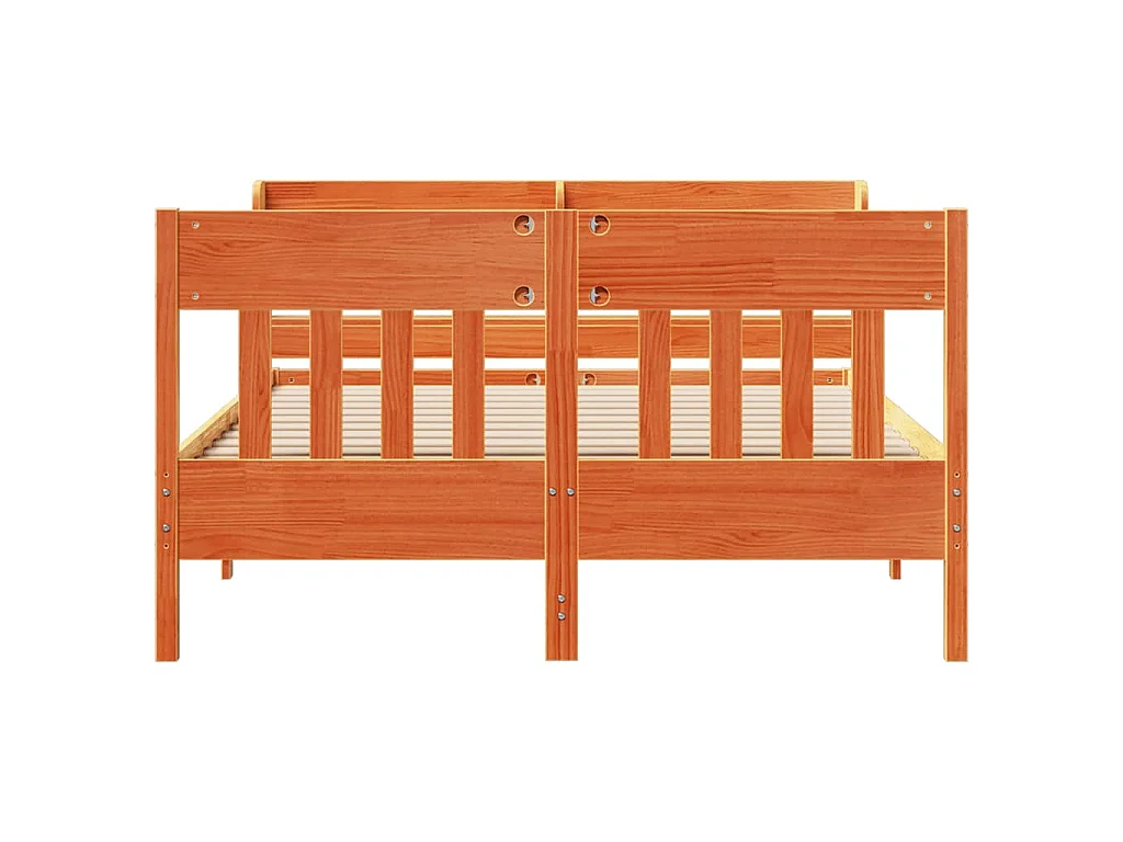 Bedframe zonder matras massief grenenhout wasbruin 120x190 cm