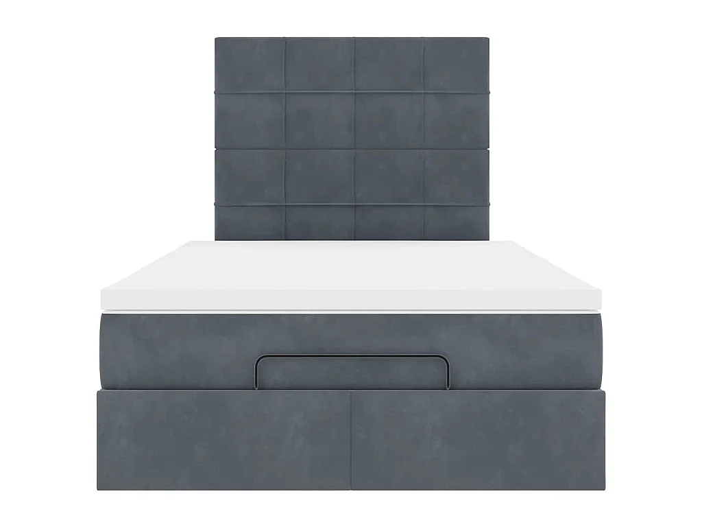 Ottoman-Bett mit Matratzen & LEDs Dunkelgrau 120x190 cm Samt