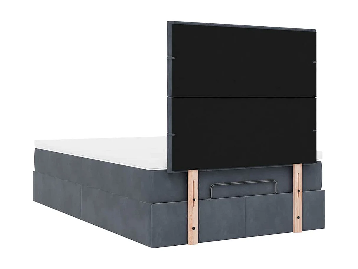Ottoman-Bett mit Matratzen & LEDs Dunkelgrau 120x190 cm Samt