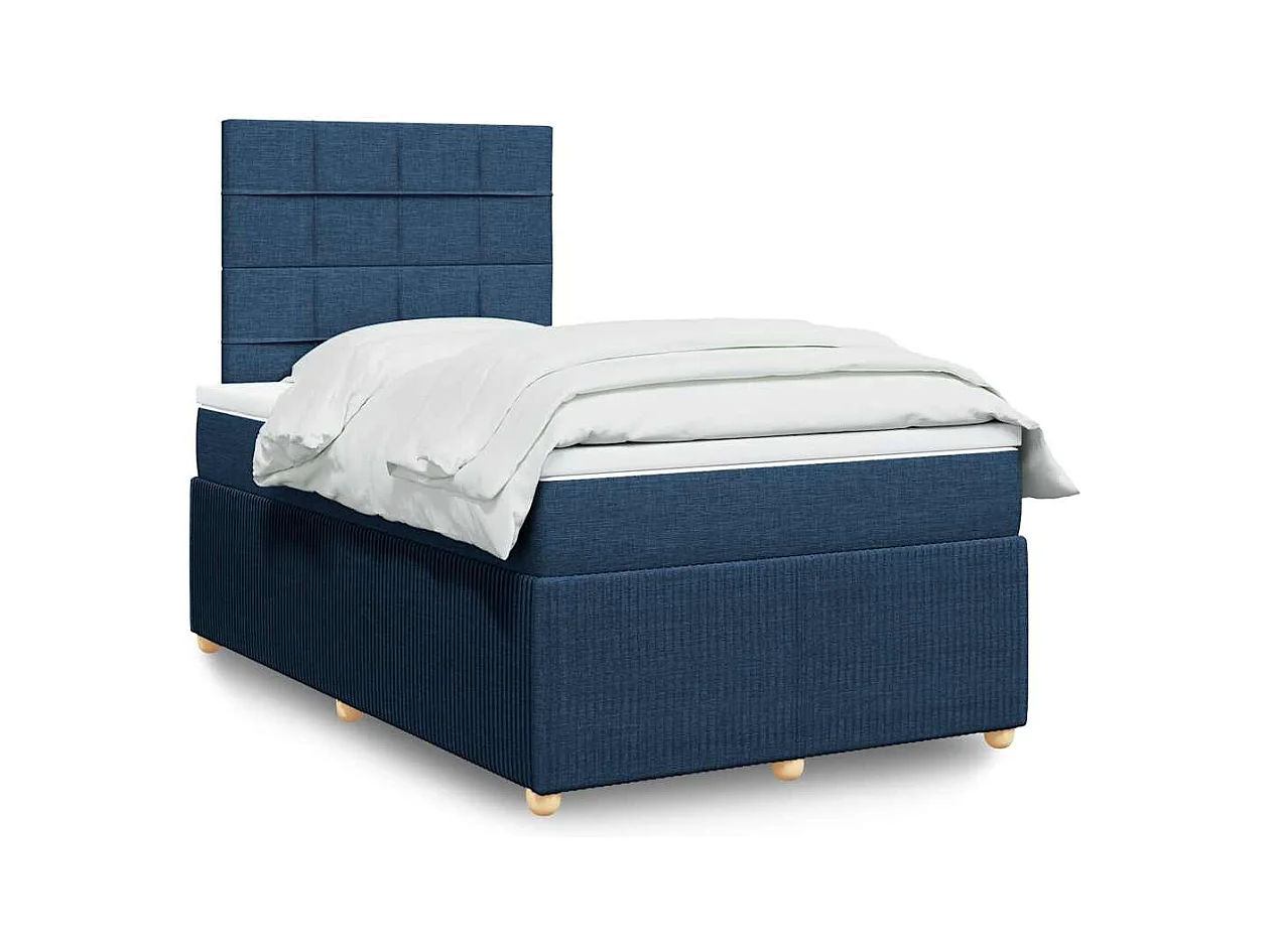 Sommier à lattes de lit avec matelas Bleu 120x200 cm Tissu