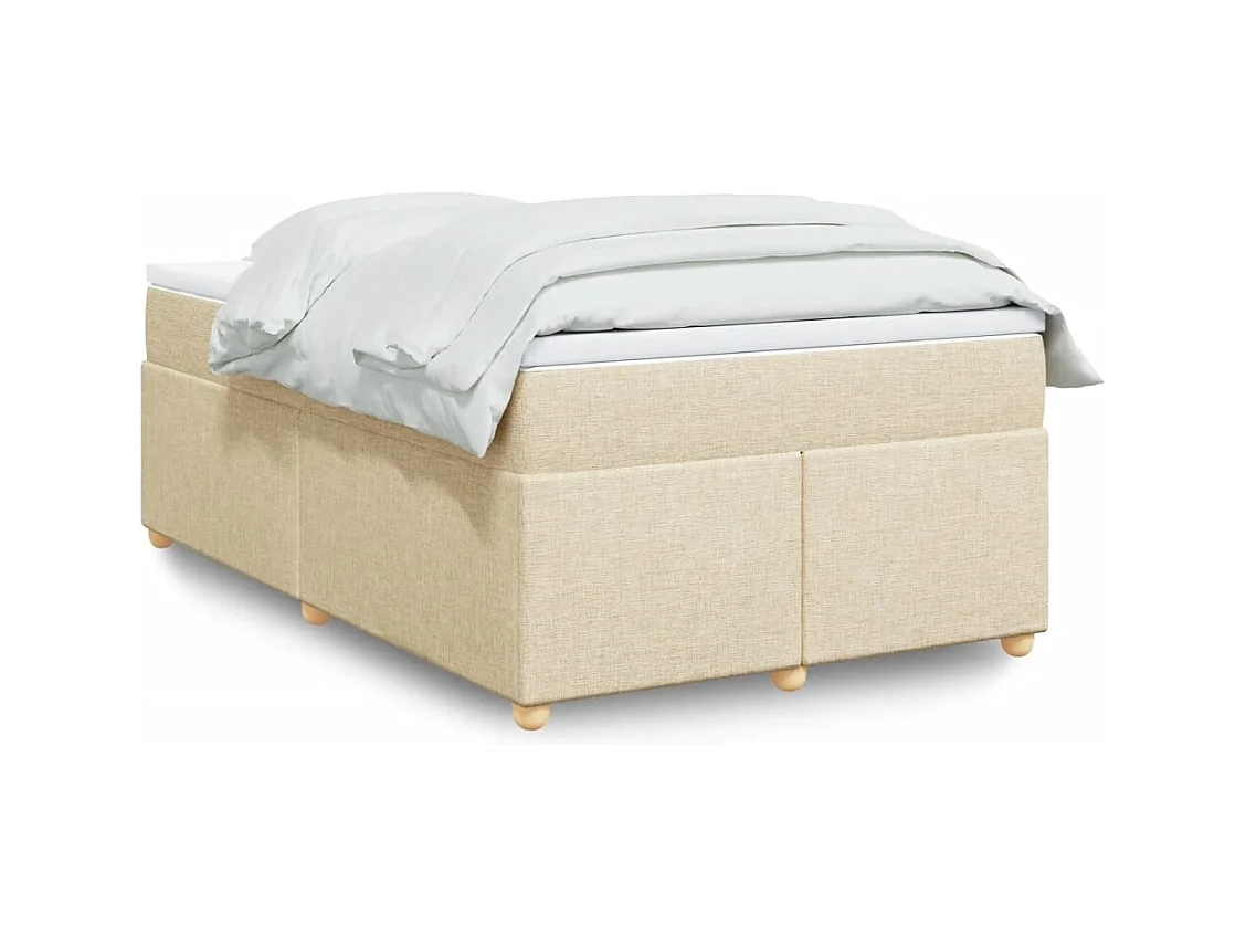 Sommier à lattes de lit avec matelas crème 120x190 cm tissu