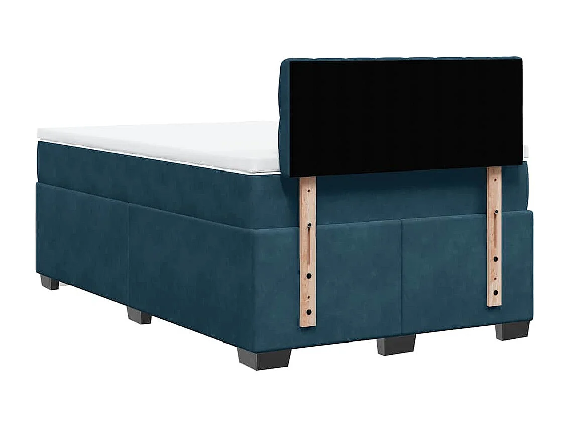 Sommier à lattes de lit et matelas bleu foncé 120x190cm velours