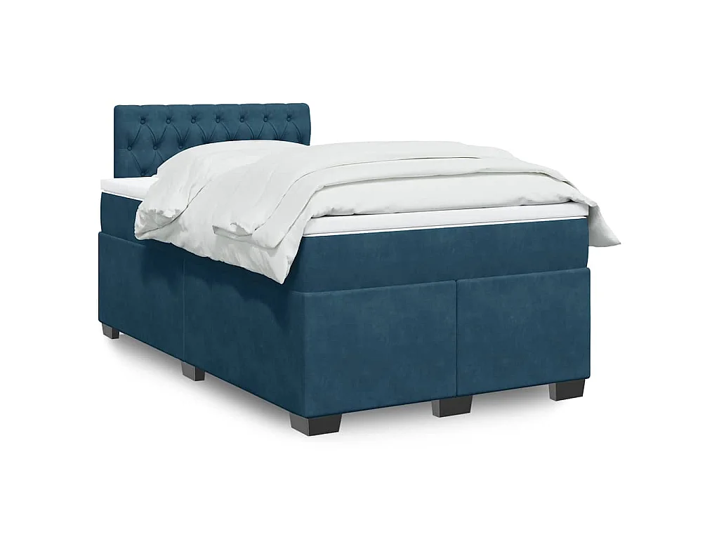 Giroletto a Molle con Materasso Blu Scuro 120x190 cm in Velluto