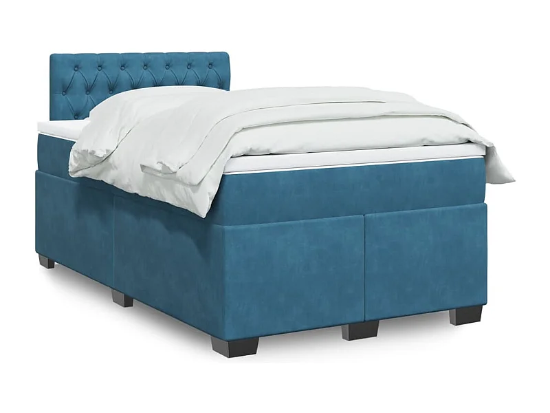 Giroletto a Molle con Materasso Blu Scuro 120x190 cm in Velluto