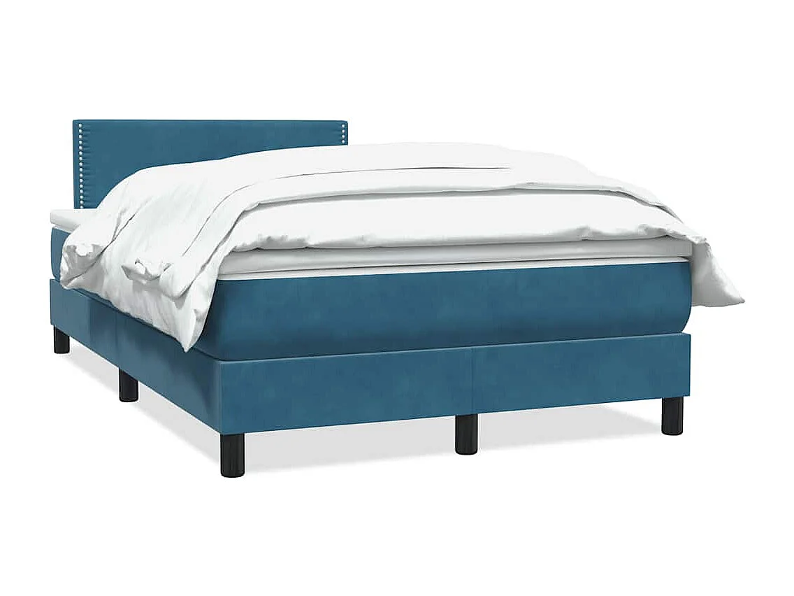 Sommier à lattes de lit et matelas bleu foncé 120x220cm velours