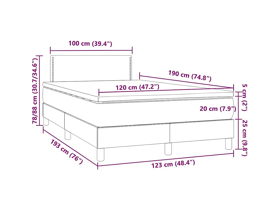 Sommier à lattes de lit et matelas LED rose 120x190 cm velours