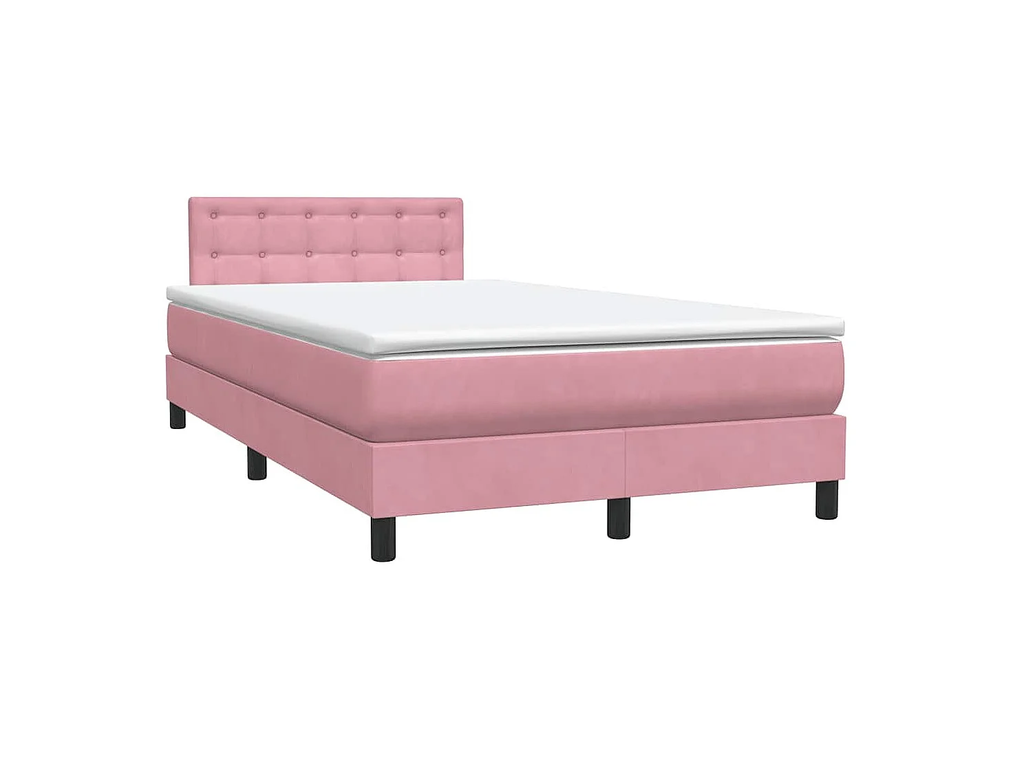 Letto a Molle con Materasso e LED Rosa 120x220 cm in Velluto