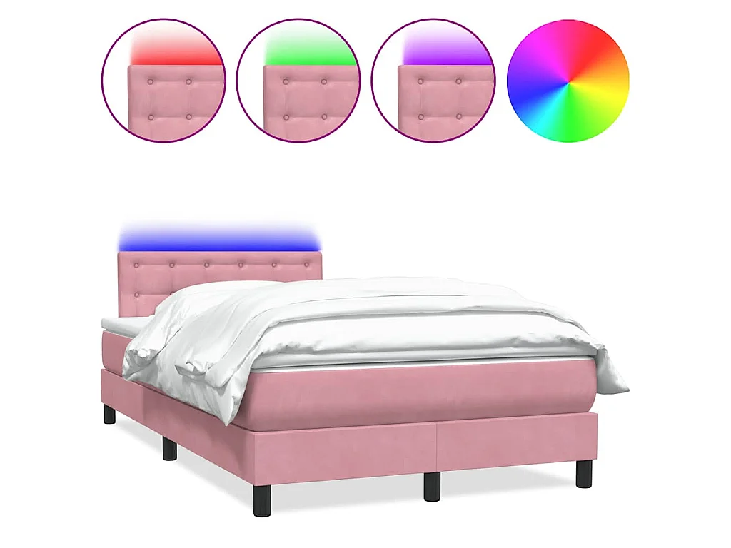 Boxspring met matras en LED fluweel roze 120x220 cm