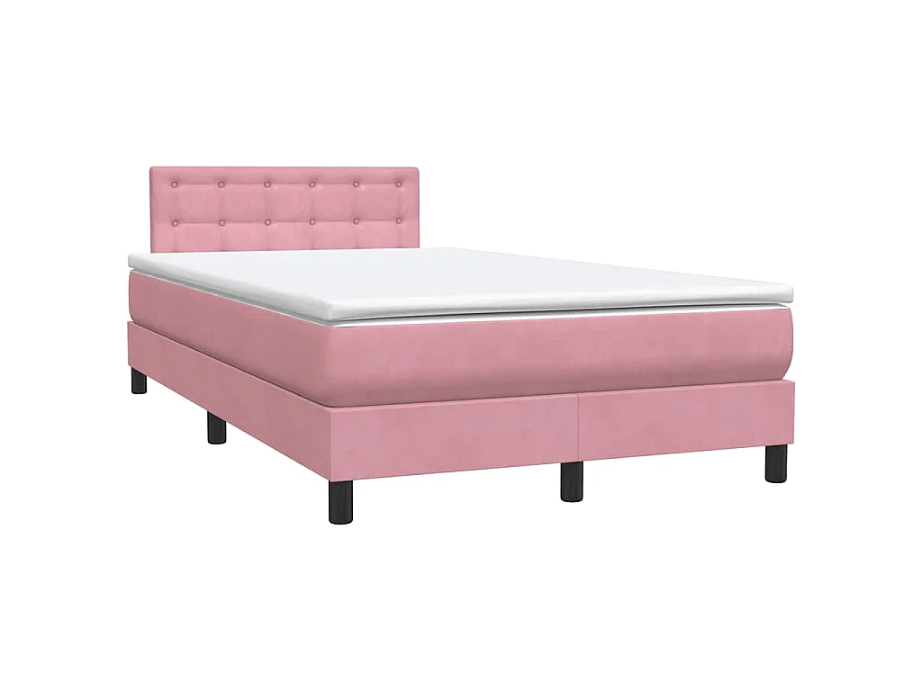 Boxspring met matras en LED fluweel roze 120x220 cm