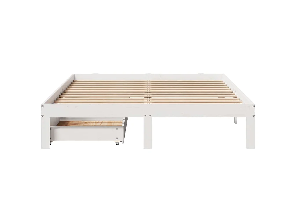 Cadre de lit avec tiroirs sans matelas blanc 120x200 cm
