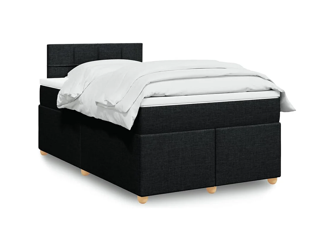 Sommier à lattes de lit avec matelas noir 120x190 cm tissu