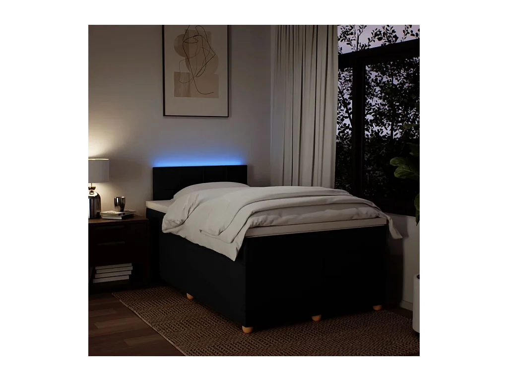 Sommier à lattes de lit avec matelas noir 120x190 cm tissu