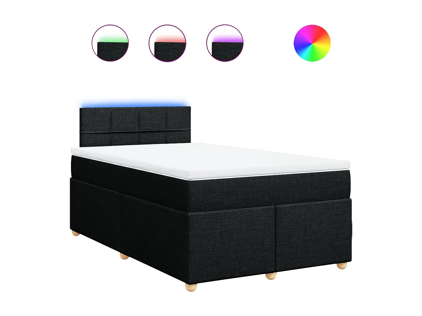 Giroletto a Molle con Materasso Nero 120x190 cm in Tessuto