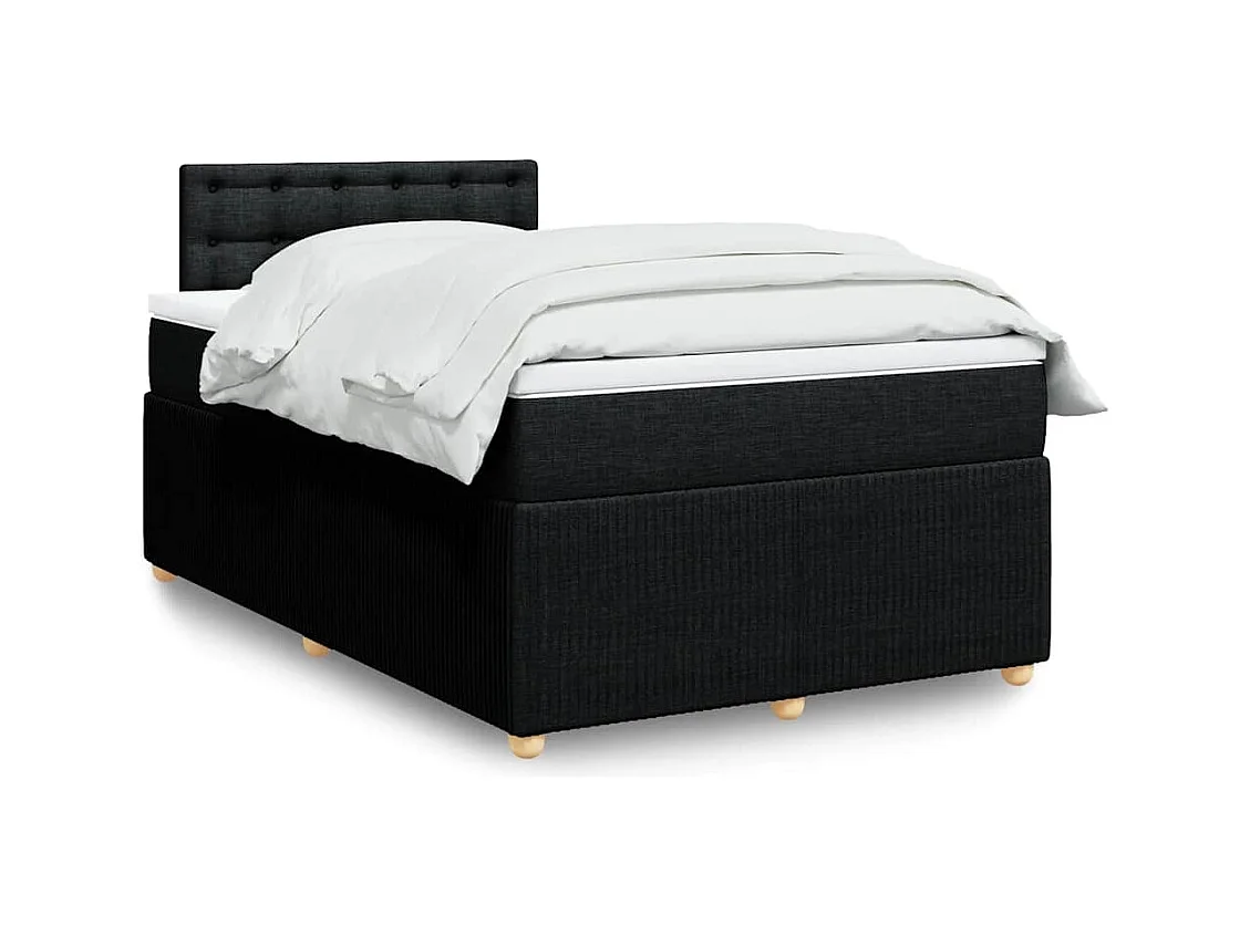 Sommier à lattes de lit avec matelas Noir 120x200 cm Tissu