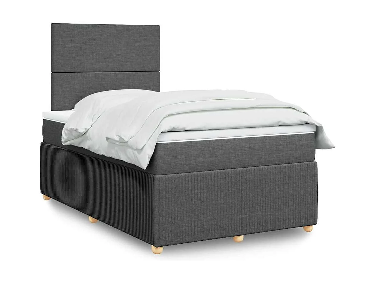 Boxspringbett mit Matratze Dunkelgrau 120x190 cm Stoff