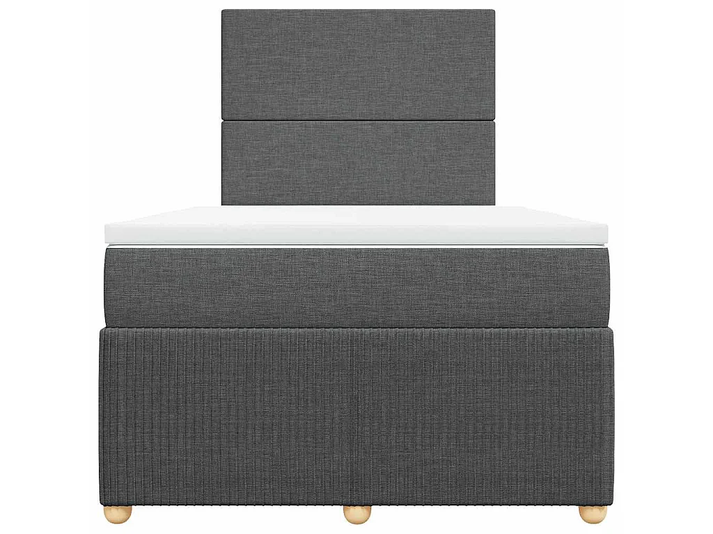 Cama box spring con colchón tela gris oscuro 120x190 cm