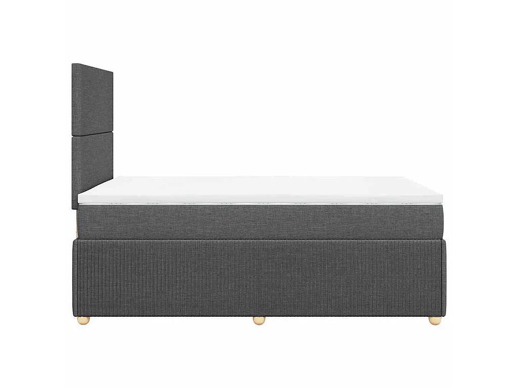 Cama box spring con colchón tela gris oscuro 120x190 cm