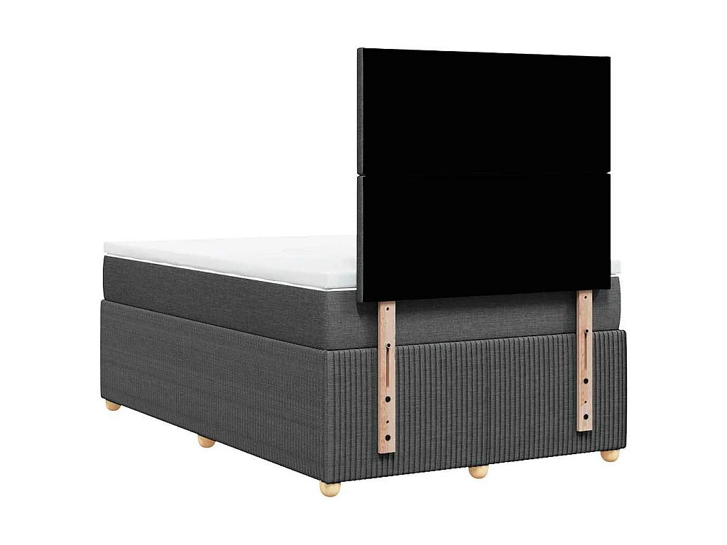 Cama box spring con colchón tela gris oscuro 120x190 cm