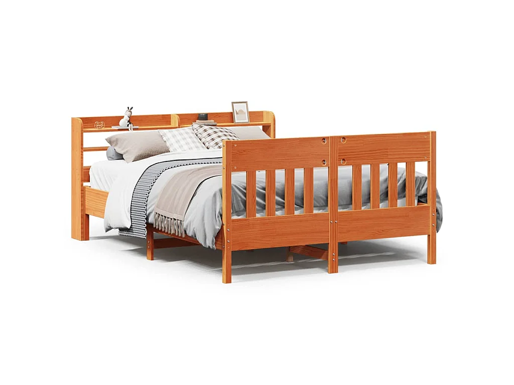 Bedframe zonder matras massief grenenhout wasbruin 120x200 cm