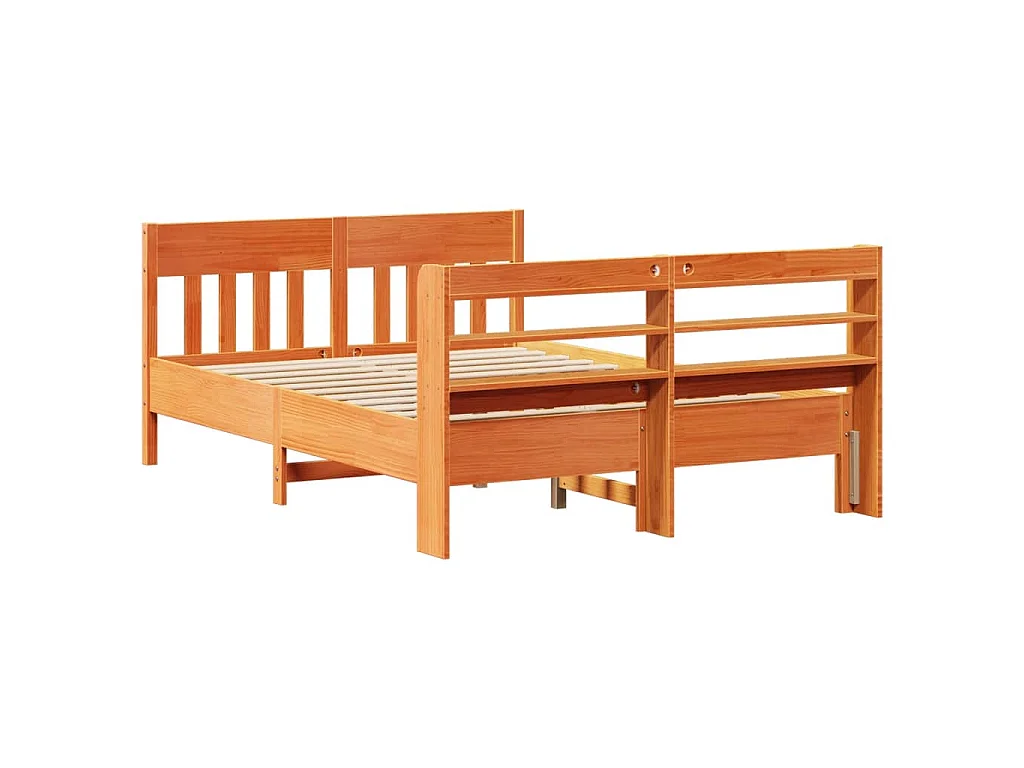 Bedframe zonder matras massief grenenhout wasbruin 120x200 cm