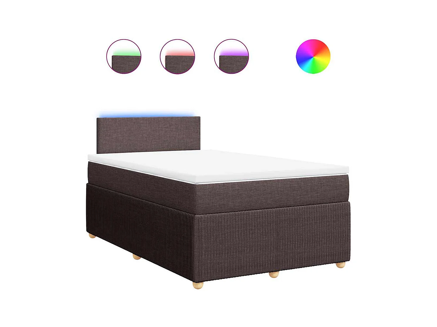 Sommier à lattes de lit et matelas marron foncé 120x190cm tissu