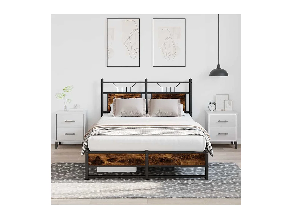 Cadre de lit sans matelas chêne fumé 120x200 cm bois ingénierie