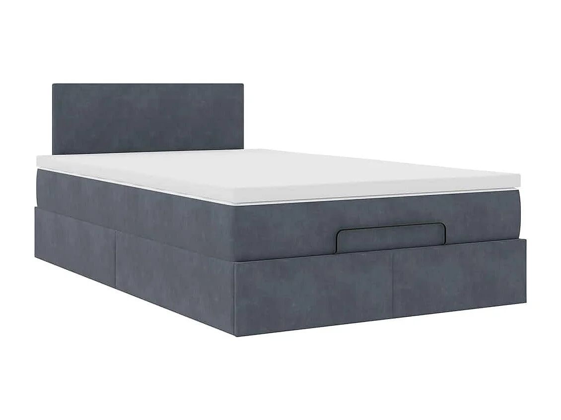 Cama otomana con colchón 120x190 cm terciopelo gris oscuro