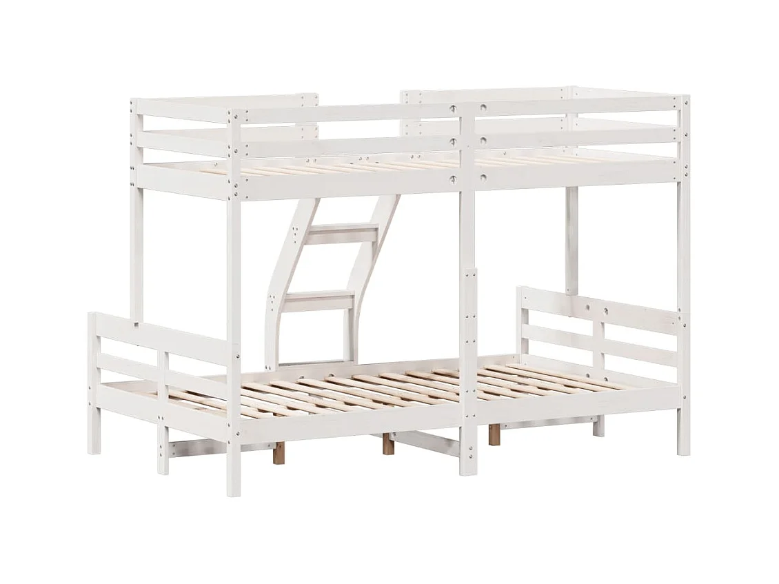 Letto a Castello 90x200/120x200cm Bianco Legno Massello di Pino