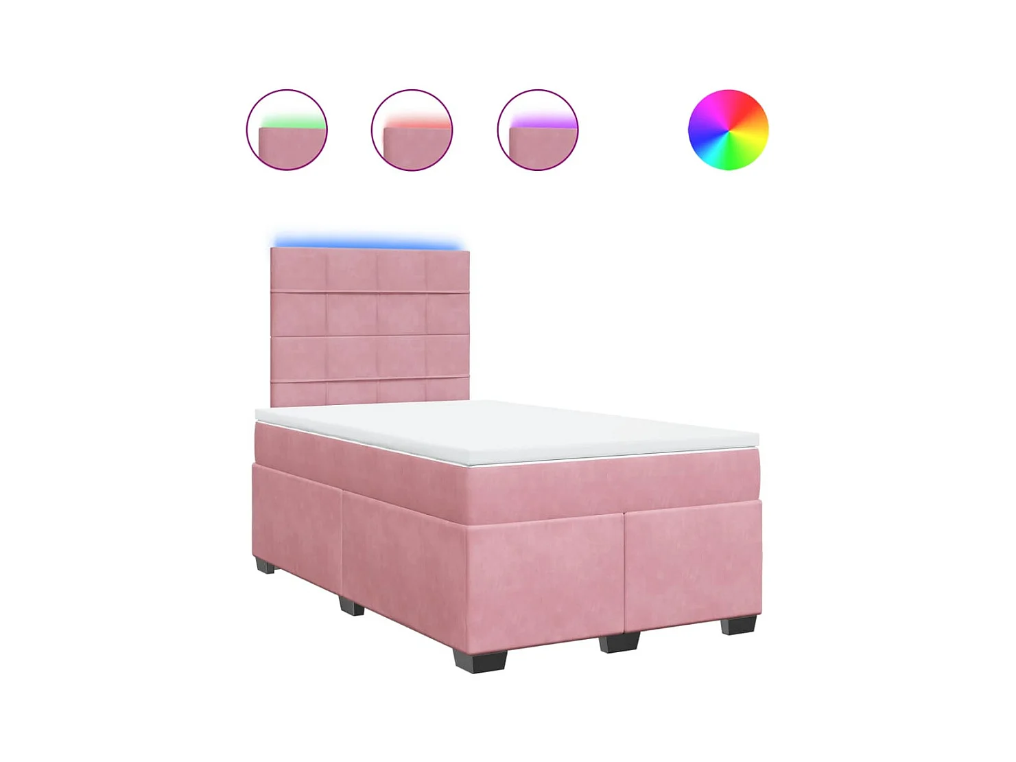 Sommier à lattes de lit avec matelas rose 120x190 cm velours