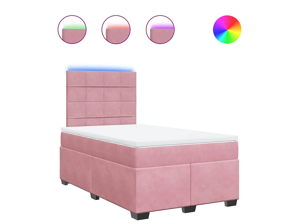 Sommier à lattes de lit avec matelas rose 120x190 cm velours