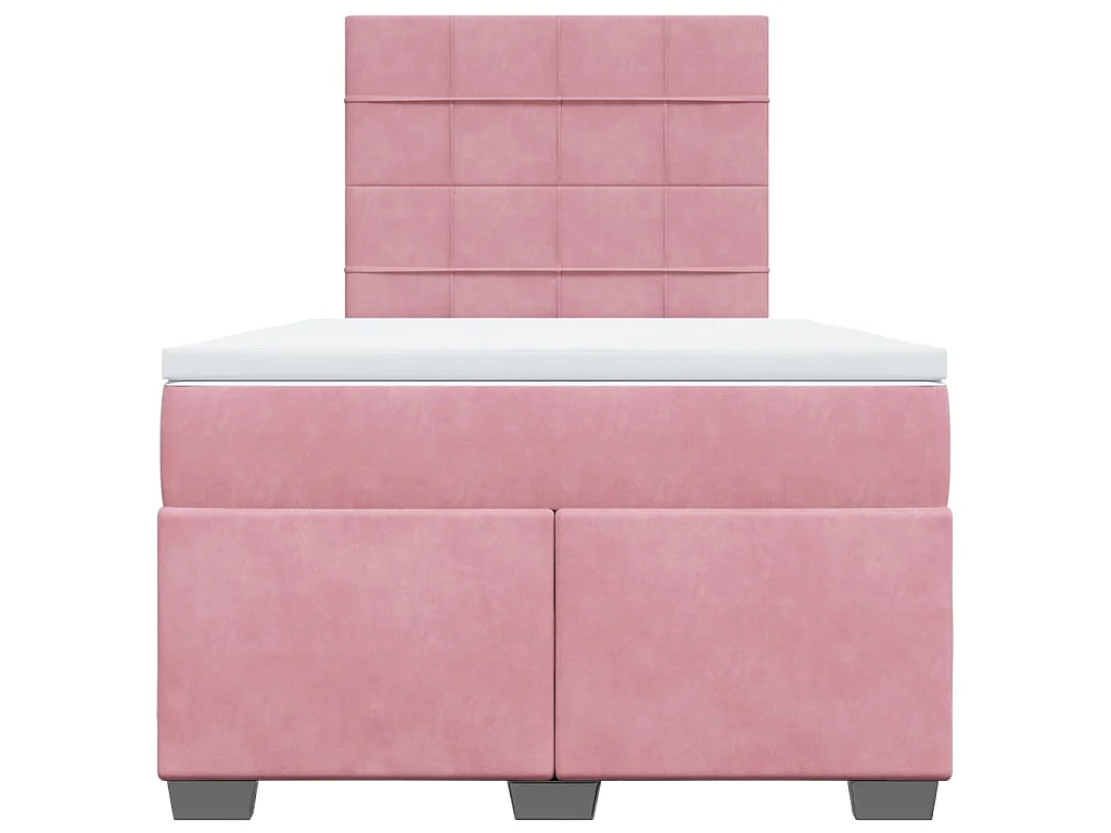 Sommier à lattes de lit avec matelas rose 120x190 cm velours