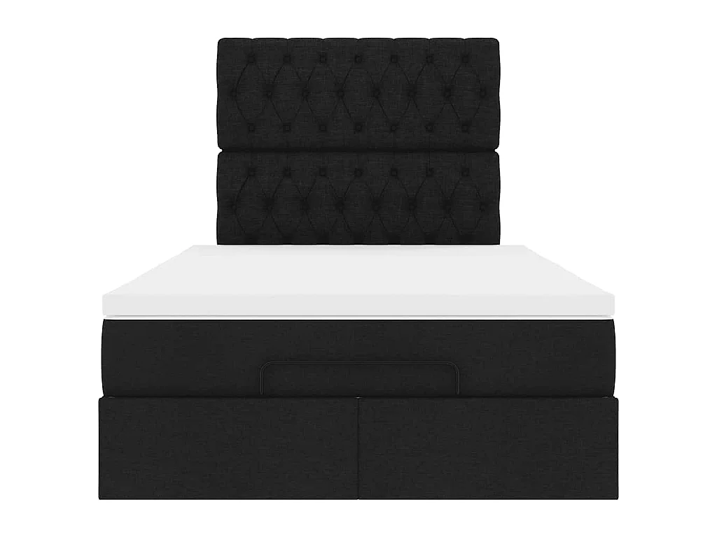 Cadre de lit ottoman avec matelas noir 120x200cm tissu