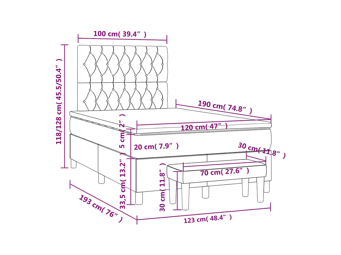 Sommier à lattes de lit avec matelas vert foncé 120x190 cm