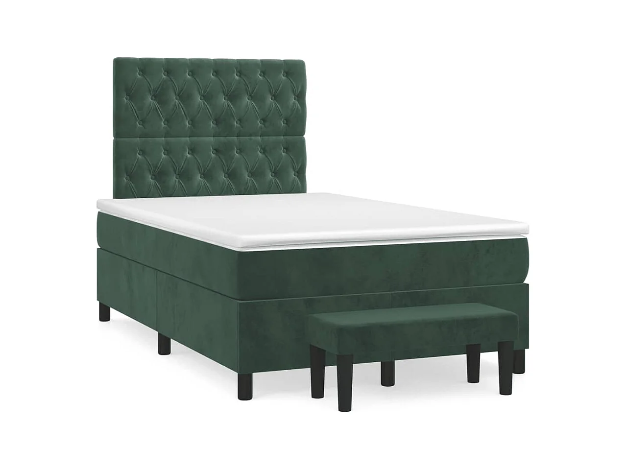 Boxspringbett mit Matratze Dunkelgrün 120x190 cm Samt