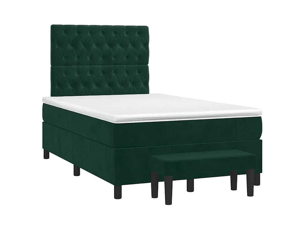 Sommier à lattes de lit avec matelas vert foncé 120x190 cm