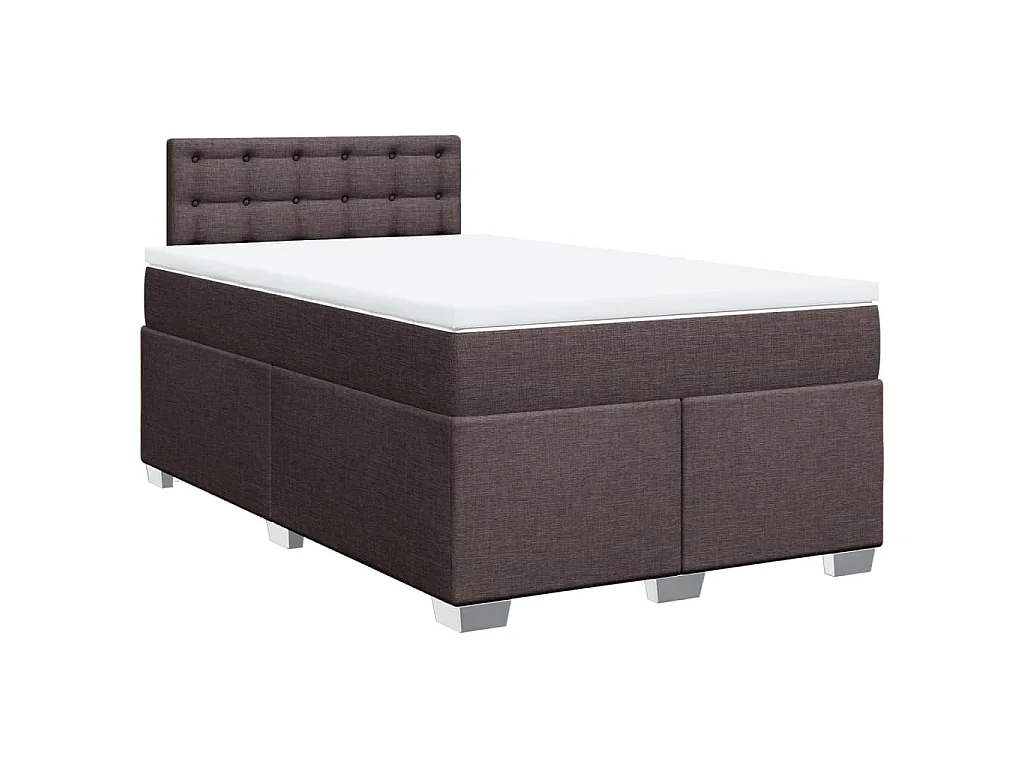 Cama box spring con colchón tela marrón oscuro 120x200 cm