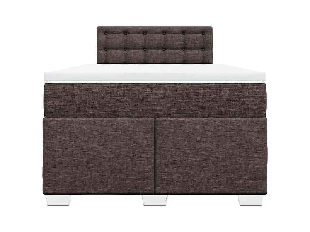 Cama box spring con colchón tela marrón oscuro 120x200 cm