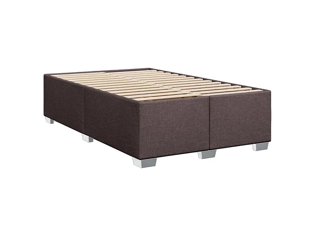 Cama box spring con colchón tela marrón oscuro 120x200 cm