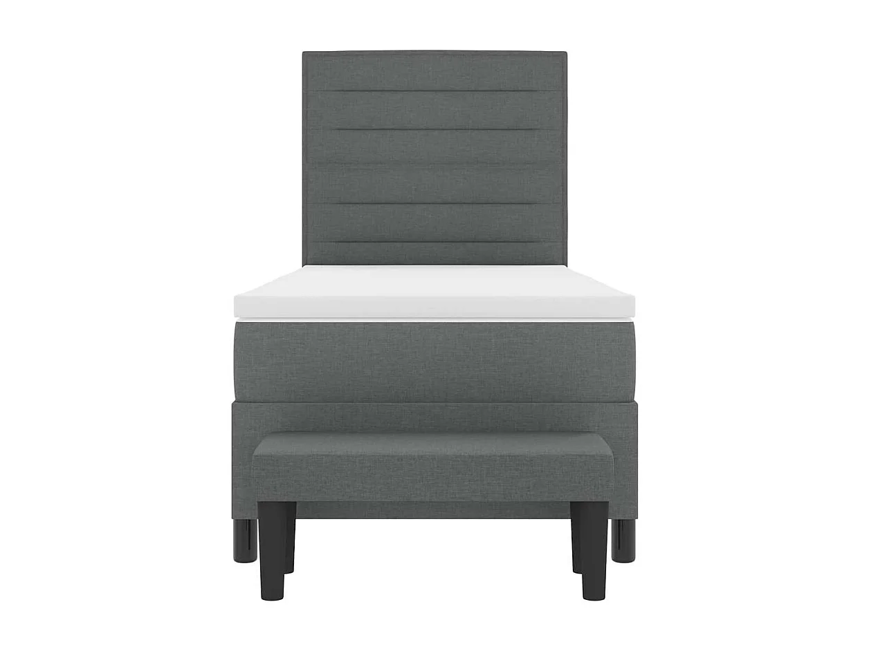 Cama Box Cinza Escuro 100 x 200 cm tecido & Madeira processada