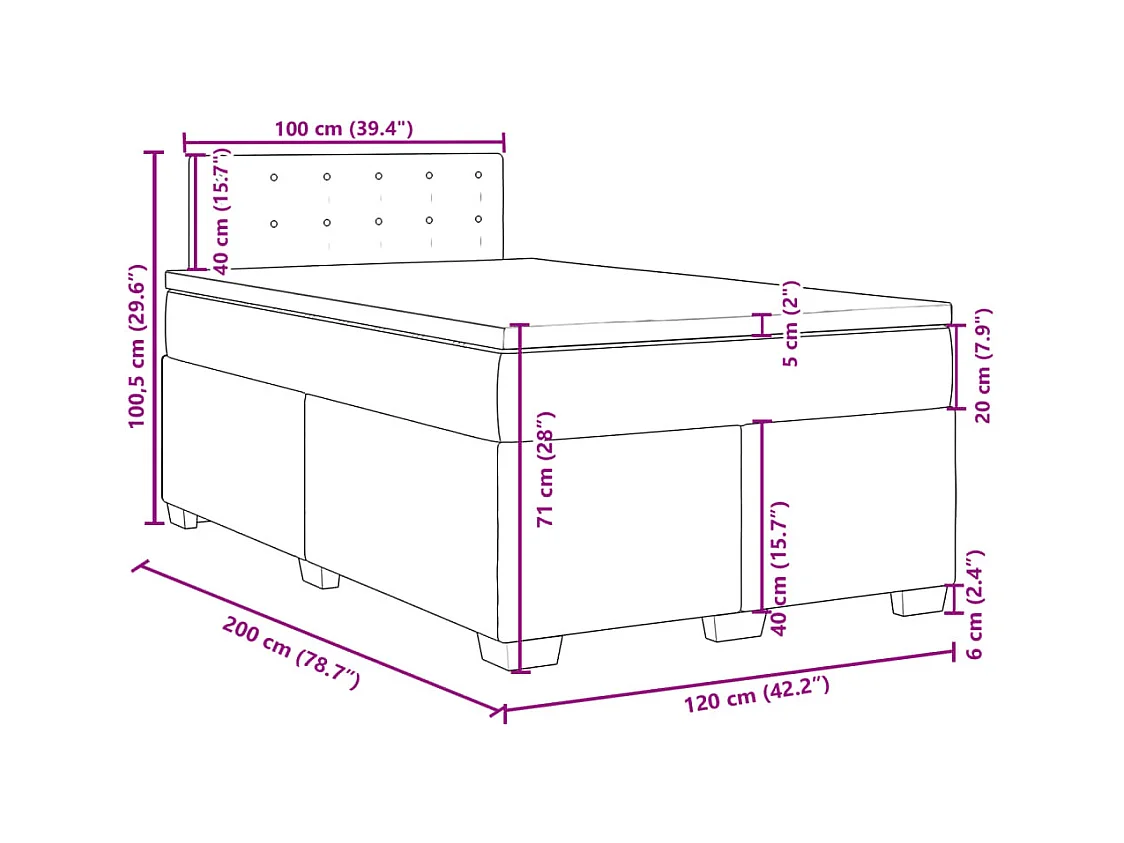 Giroletto a Molle con Materasso Tortora 120x200 cm in Tessuto