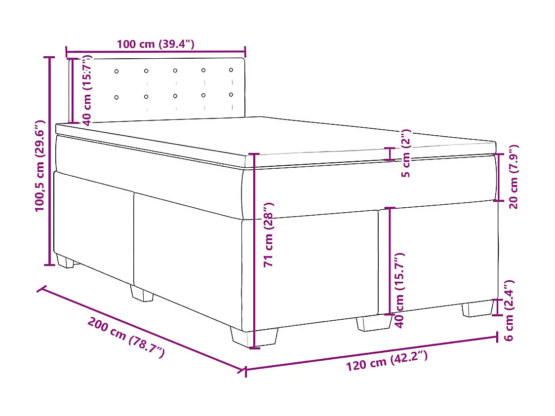 Boxspringbett mit Matratze Taupe 120x200 cm Stoff