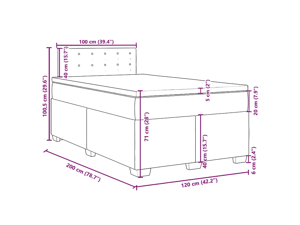 Boxspringbett mit Matratze Taupe 120x200 cm Stoff